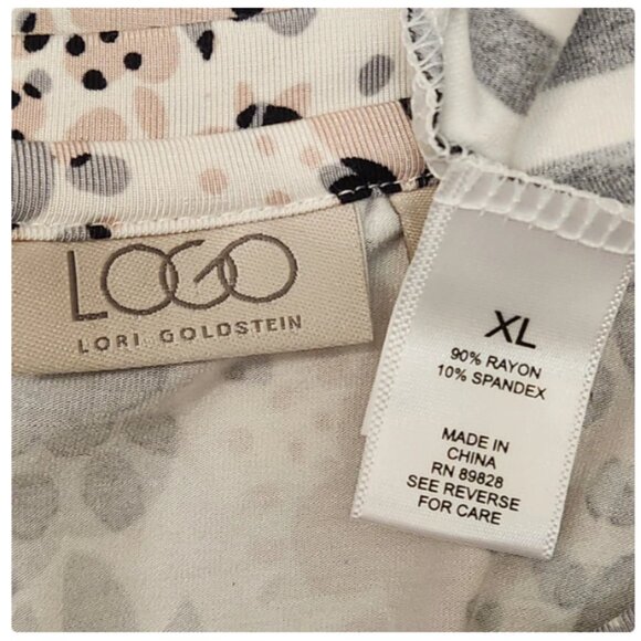 LOGO by Lori Goldstein Rayon 230 Top with Striped Sleeves Size XLarge - Picture 4 of 7